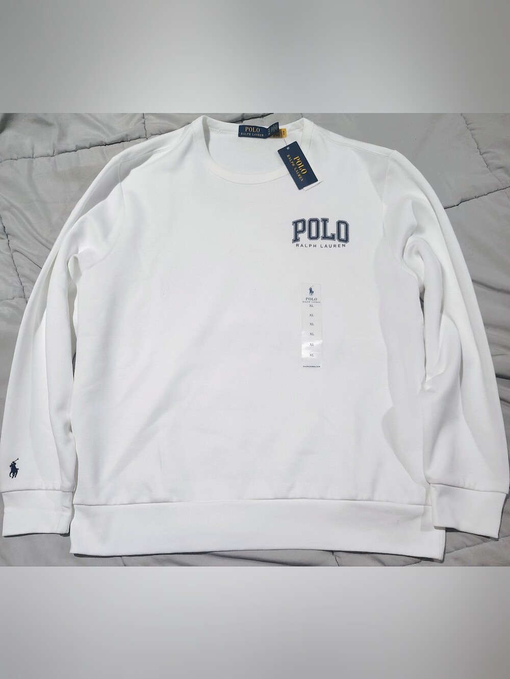 Polo Ralph Lauren White Crewneck Sweatshirt Men's XL Fleece Pullover NWT